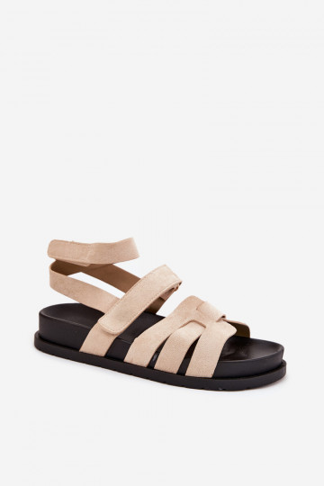 Eko Sandales femme en daim Z avec fermoir adhésifami beige Valpera 2