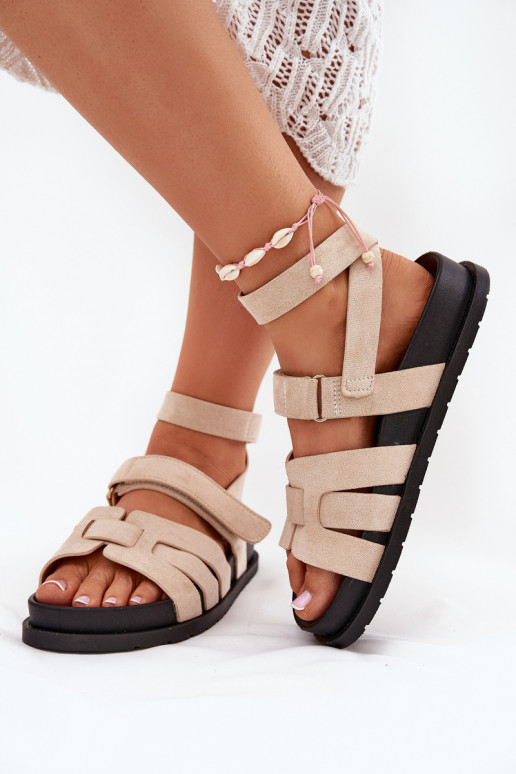 Eko INildledersandalen für Damen Z mit Klebeverschlussami Beige Valpera