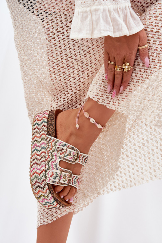 Damespantoffels met platform Met Vlecht I met gespenmi Verschillende kleuren Eradriana