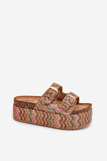 Damespantoffels met platform Met Vlecht I met gespenmi Verschillende kleuren Eradriana 2