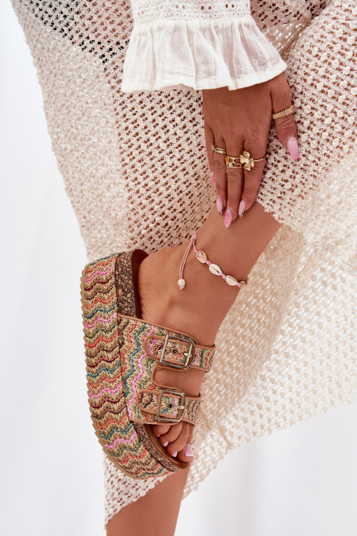 Damespantoffels met platform Met Vlecht I met gespenmi Verschillende kleuren Eradriana