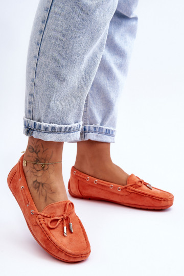 Mocassins élégants en daim couleur orange Si Passione