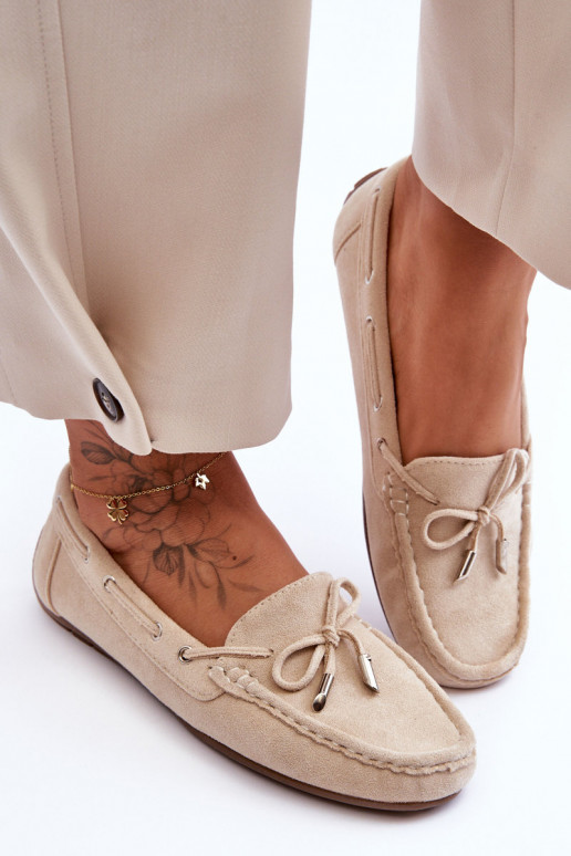 Mocassins élégants en daim beige Si Passione
