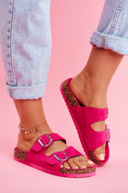 Dames Slippers Op Korek met gespen roze Si Senor