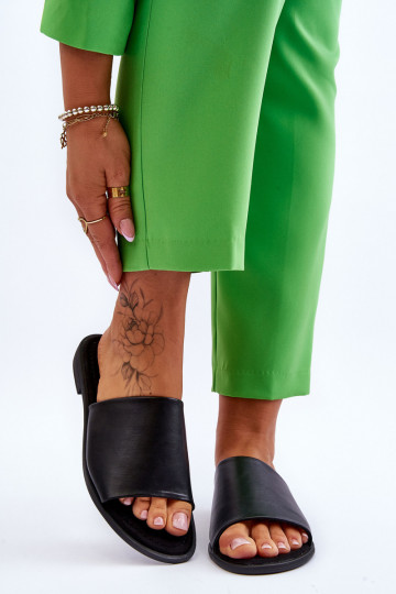 Dames Leer Glad Slippers zInart Cerise