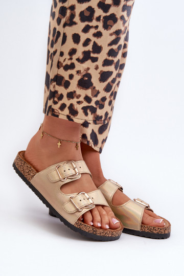 Pantoufles pour femmes avec boucles couleur dorée Fronila 2