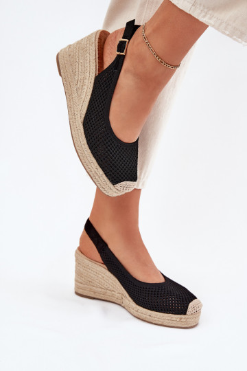 Sandales pour femmes Sur un coin Avec tresse couleur noire Tulliata