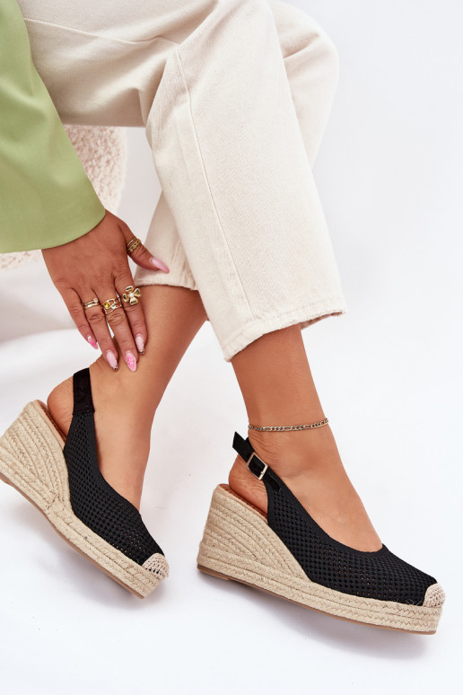 Sandales pour femmes Sur un coin Avec tresse couleur noire Tulliata