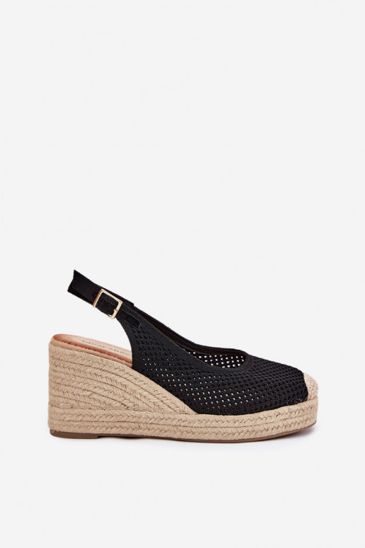 Sandales pour femmes Sur un coin Avec tresse couleur noire Tulliata