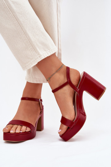 Eko Damensandalen mit Absatz Burgund Lillita