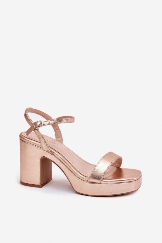 Eko Damensandalen mit Absatz roségoldene Farbe Lillita