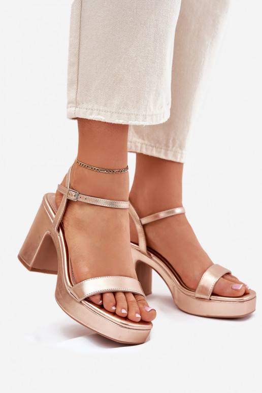 Eko Damensandalen mit Absatz roségoldene Farbe Lillita