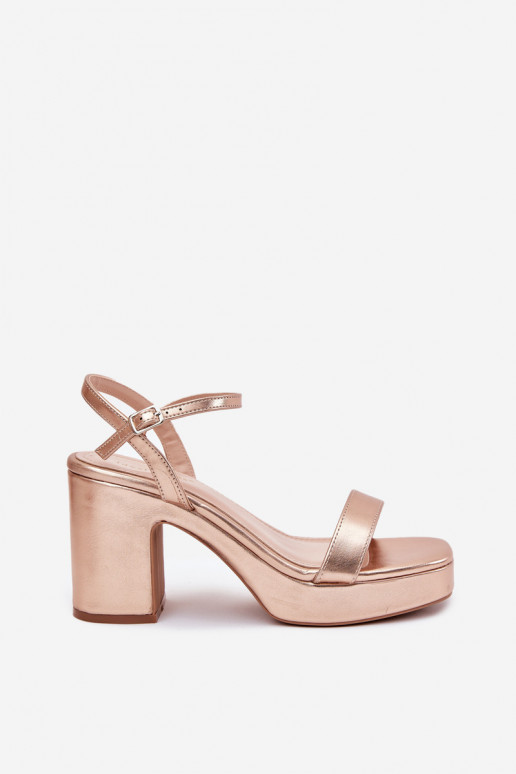Eko Damensandalen mit Absatz roségoldene Farbe Lillita
