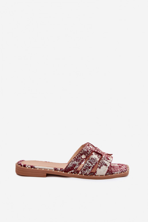 Versierd Slippers met brede hakken bordeaux Anniles