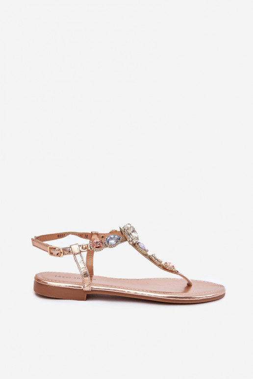 Damensandalen mit breiten Absätzen mit leuchtenden Augen roségoldene Farbe Fiolalia Damensandalen mit breiten Absätzen mit leuchtenden Augen roségoldene Farbe Fiolalia