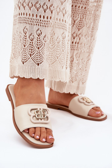 isocèle Pantoufles pour femmes Avec des décorations Detalem beige Nenitta