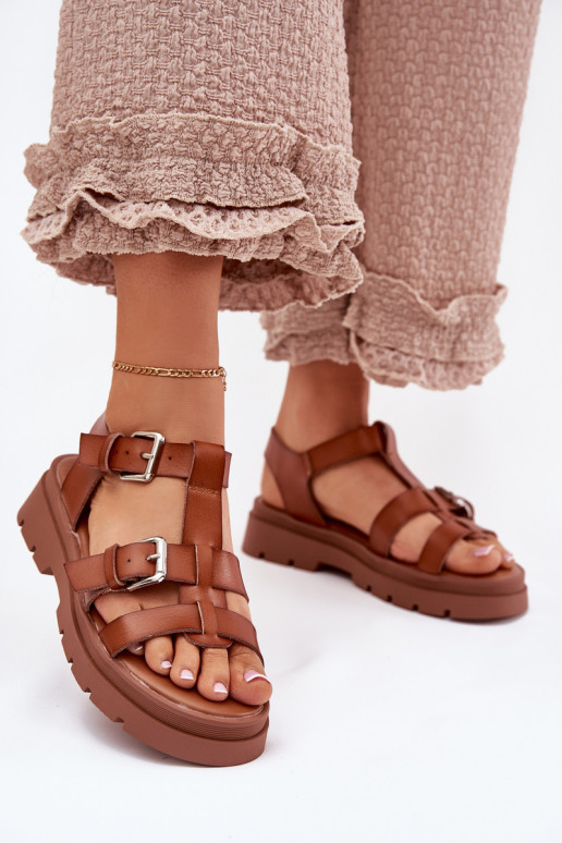 Sandales pour femmes Eko Peau avec boucles marron Jeneliena Sandales pour femmes Eko Peau avec boucles marron Jeneliena