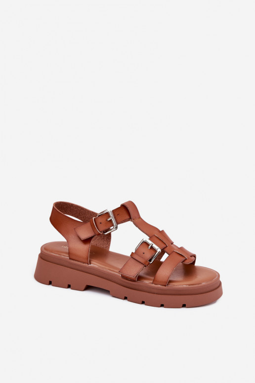 Sandales pour femmes Eko Peau avec boucles marron Jeneliena Sandales pour femmes Eko Peau avec boucles marron Jeneliena