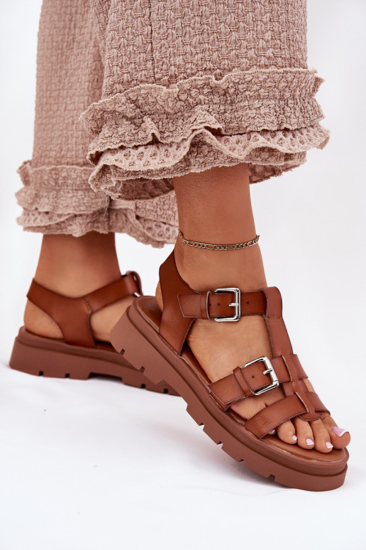Sandales pour femmes Eko Peau avec boucles marron Jeneliena Sandales pour femmes Eko Peau avec boucles marron Jeneliena