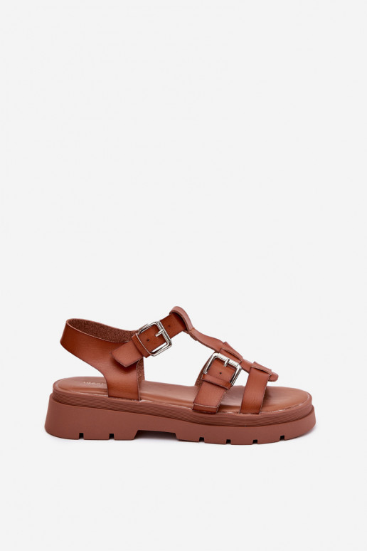Sandales pour femmes Eko Peau avec boucles marron Jeneliena Sandales pour femmes Eko Peau avec boucles marron Jeneliena
