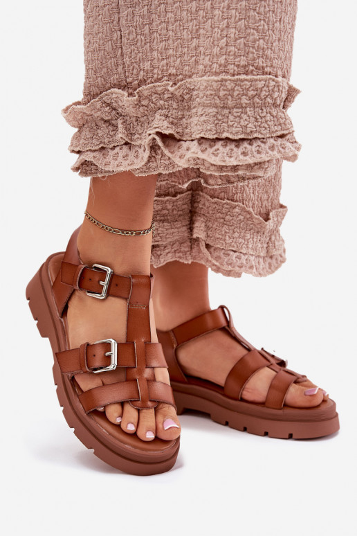 Sandales pour femmes Eko Peau avec boucles marron Jeneliena Sandales pour femmes Eko Peau avec boucles marron Jeneliena