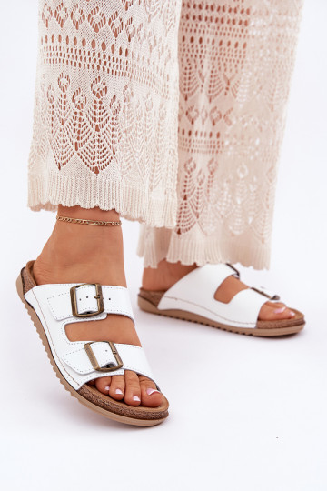 Pantoufles en cuir Féminin Z Klarami Inblu AA0002KU couleur blanche 2