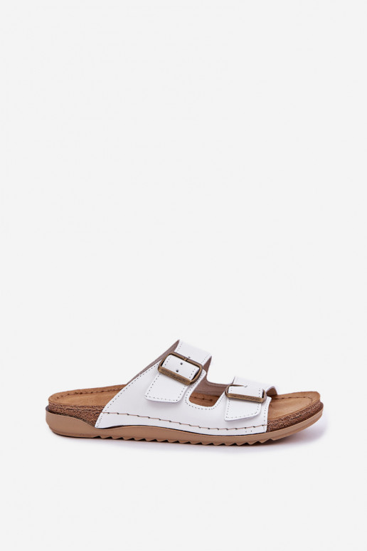 Pantoufles en cuir Féminin Z Klarami Inblu AA0002KU couleur blanche