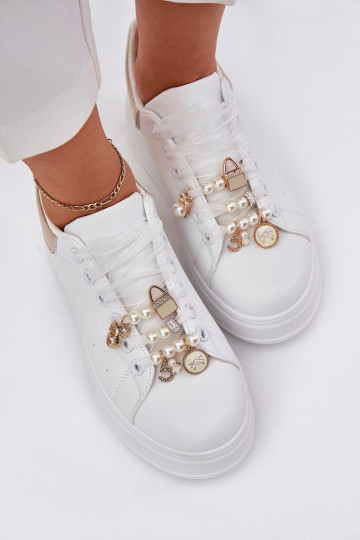 Sneakers model schoenen Dames met platform Z Przypinkami INit-gouden kleur Ocerdia