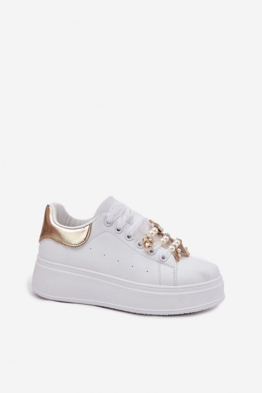 Sneakers model schoenen Dames met platform Z Przypinkami INit-gouden kleur Ocerdia
