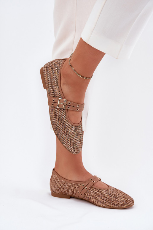 Ballerinas Mit Zopf I Paskami Khaki-Farbe Partheda