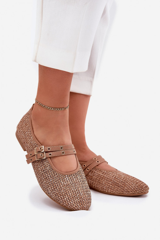 Ballerinas Mit Zopf I Paskami Khaki-Farbe Partheda