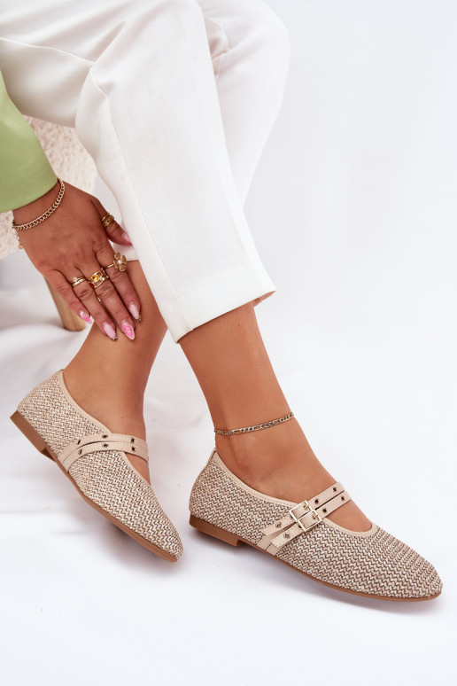 Ballerinas Mit Zopf I Paskami Beige Partheda