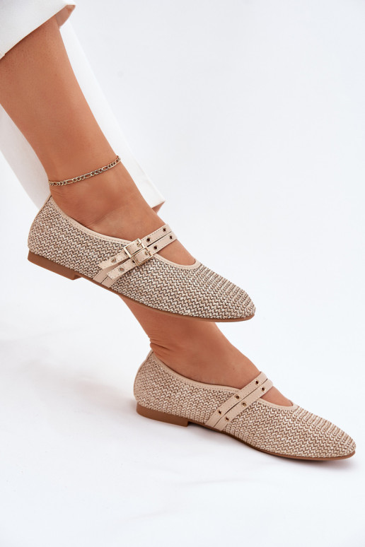Ballerinas Mit Zopf I Paskami Beige Partheda