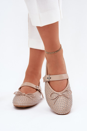Versierd Ballerinas met linten I Strepenem beige Zdivisa 2