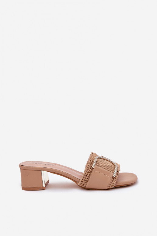 Féminin Chaussons avec des talons Avec des décorations Detalem beige Julinemi Féminin Chaussons avec des talons Avec des décorations Detalem beige Julinemi