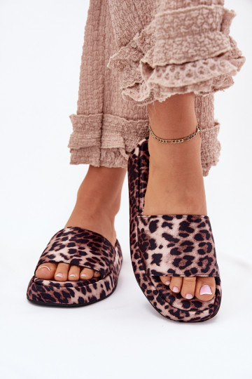 Dames slippers met plateau Dovasse met leopardprint 2