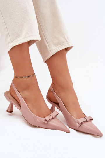 met lakeffect sandalen met dunne hakken met linten Nude Opylna