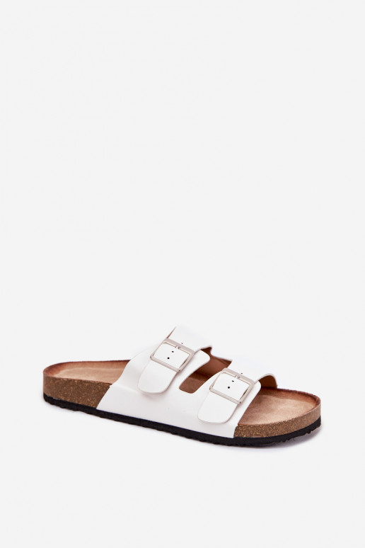 Damespantoffels met platform met gespen Initte kleur Evisolla Damespantoffels met platform met gespen Initte kleur Evisolla