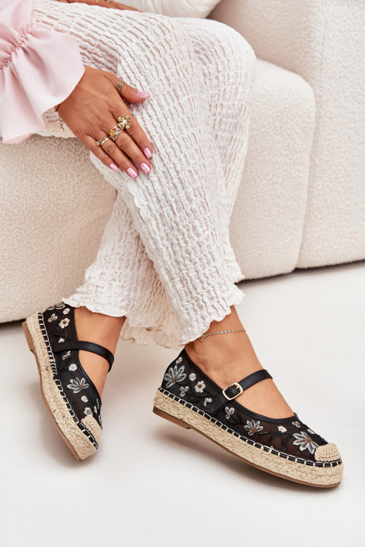 grille espadrilles Z Haftem avec une plateforme couleur noire Laxisa