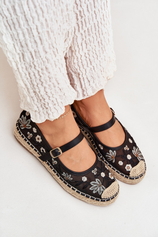 grille espadrilles Z Haftem avec une plateforme couleur noire Laxisa