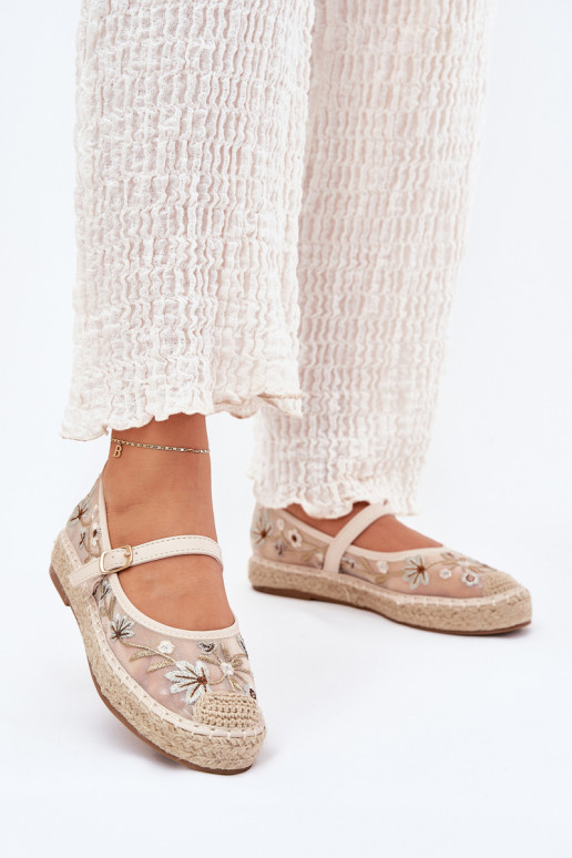grille espadrilles Z Haftem avec une plateforme beige Laxisa