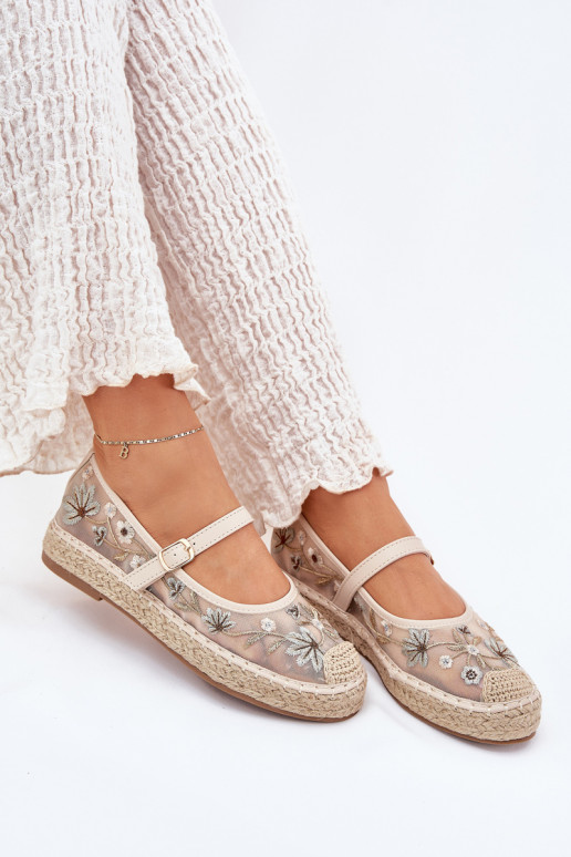 Gaas espadrilles Z Haftem met platform beige Laxisa