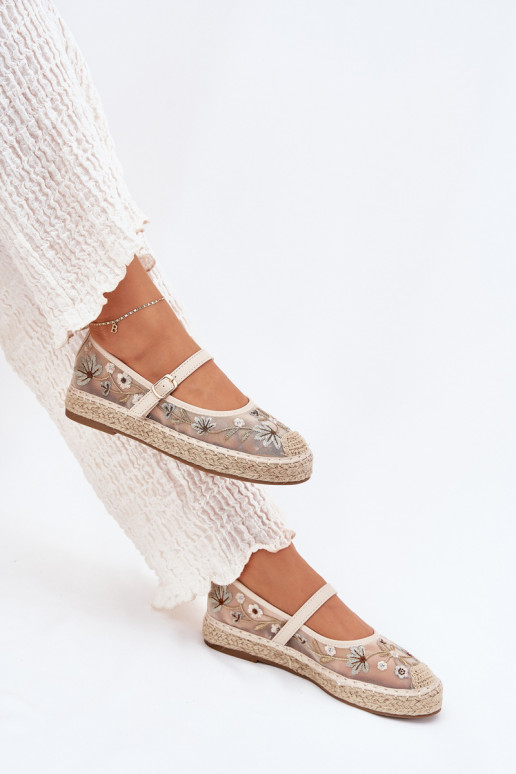grille espadrilles Z Haftem avec une plateforme beige Laxisa