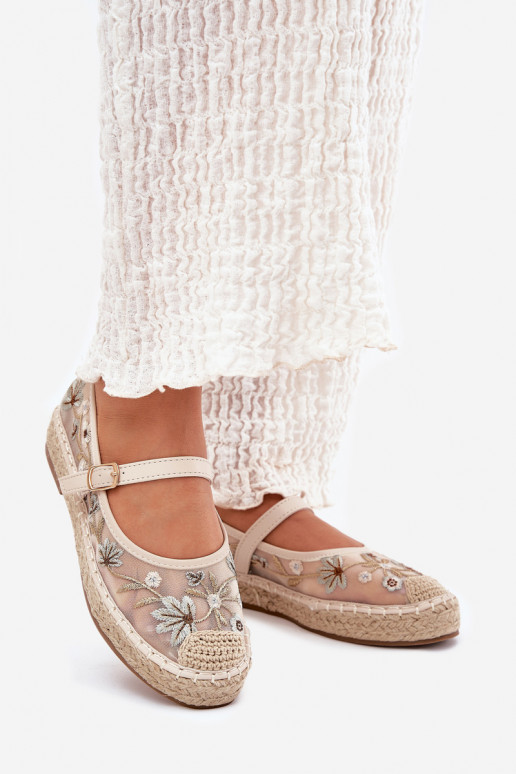 Gaas espadrilles Z Haftem met platform beige Laxisa