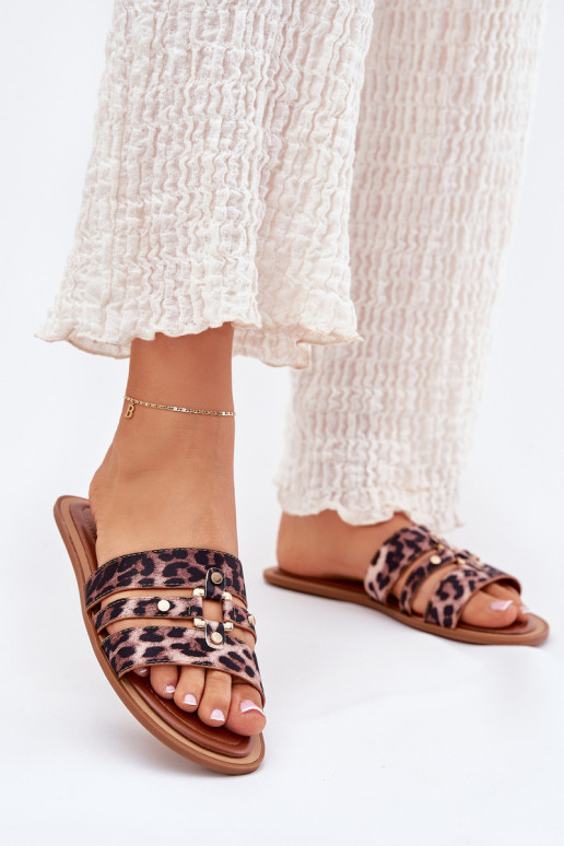 isocèle Pantoufles pour femmes Ze couleur doréem Detalem avec des motifs en fourrure de léopard Noroti isocèle Pantoufles pour femmes Ze couleur doréem Detalem avec des motifs en fourrure de léopard Noroti