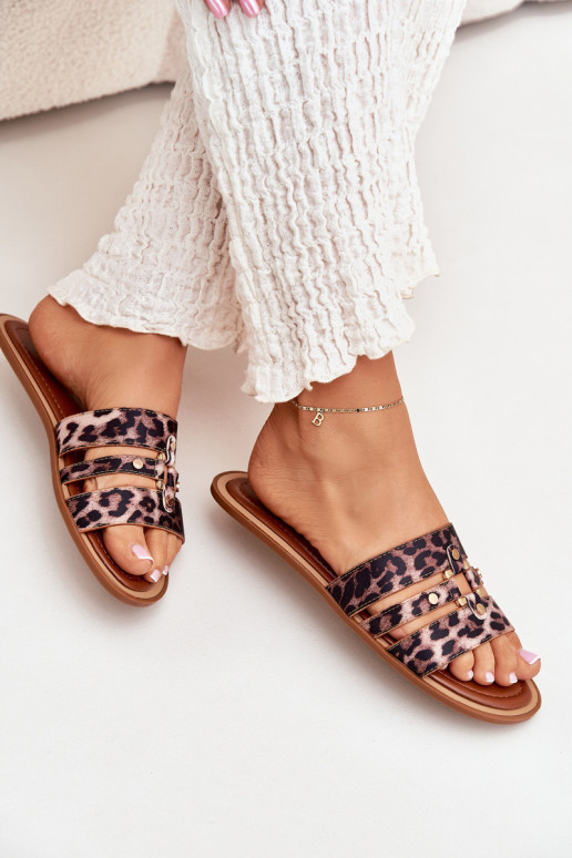 isocèle Pantoufles pour femmes Ze couleur doréem Detalem avec des motifs en fourrure de léopard Noroti isocèle Pantoufles pour femmes Ze couleur doréem Detalem avec des motifs en fourrure de léopard Noroti