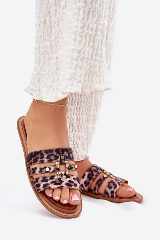 isocèle Pantoufles pour femmes Ze couleur doréem Detalem avec des motifs en fourrure de léopard Noroti isocèle Pantoufles pour femmes Ze couleur doréem Detalem avec des motifs en fourrure de léopard Noroti