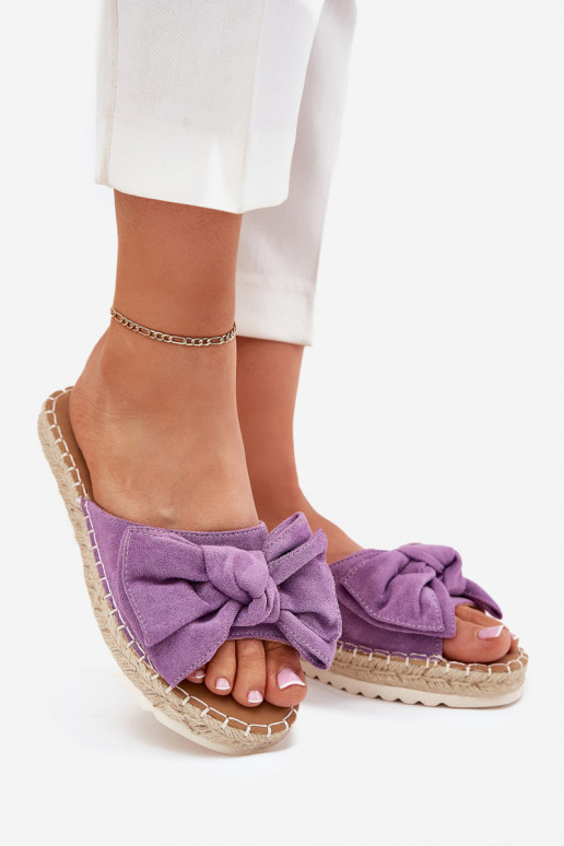 Damenhausschuhe mit einer Plattform Mit Zopf I Kokardką Violette Farbe Alpireda Damenhausschuhe mit einer Plattform Mit Zopf I Kokardką Violette Farbe Alpireda