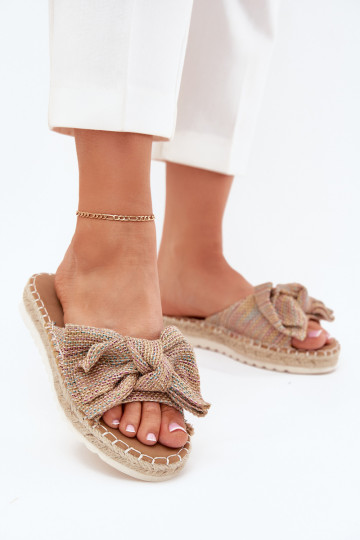 Diverse kleurige dames slippers met platform, vlechtwerk en strik "Alpireda" 2