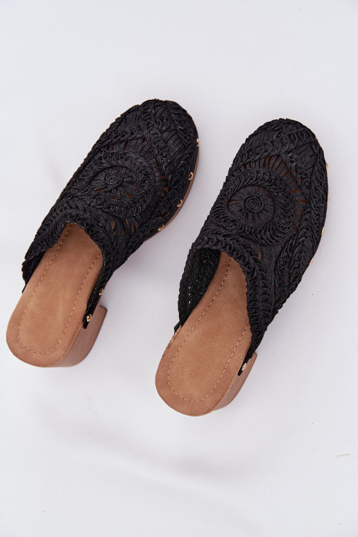 SzydełkoZue Damenhausschuhe mit Absätzen schZuarze Farbe Senevia